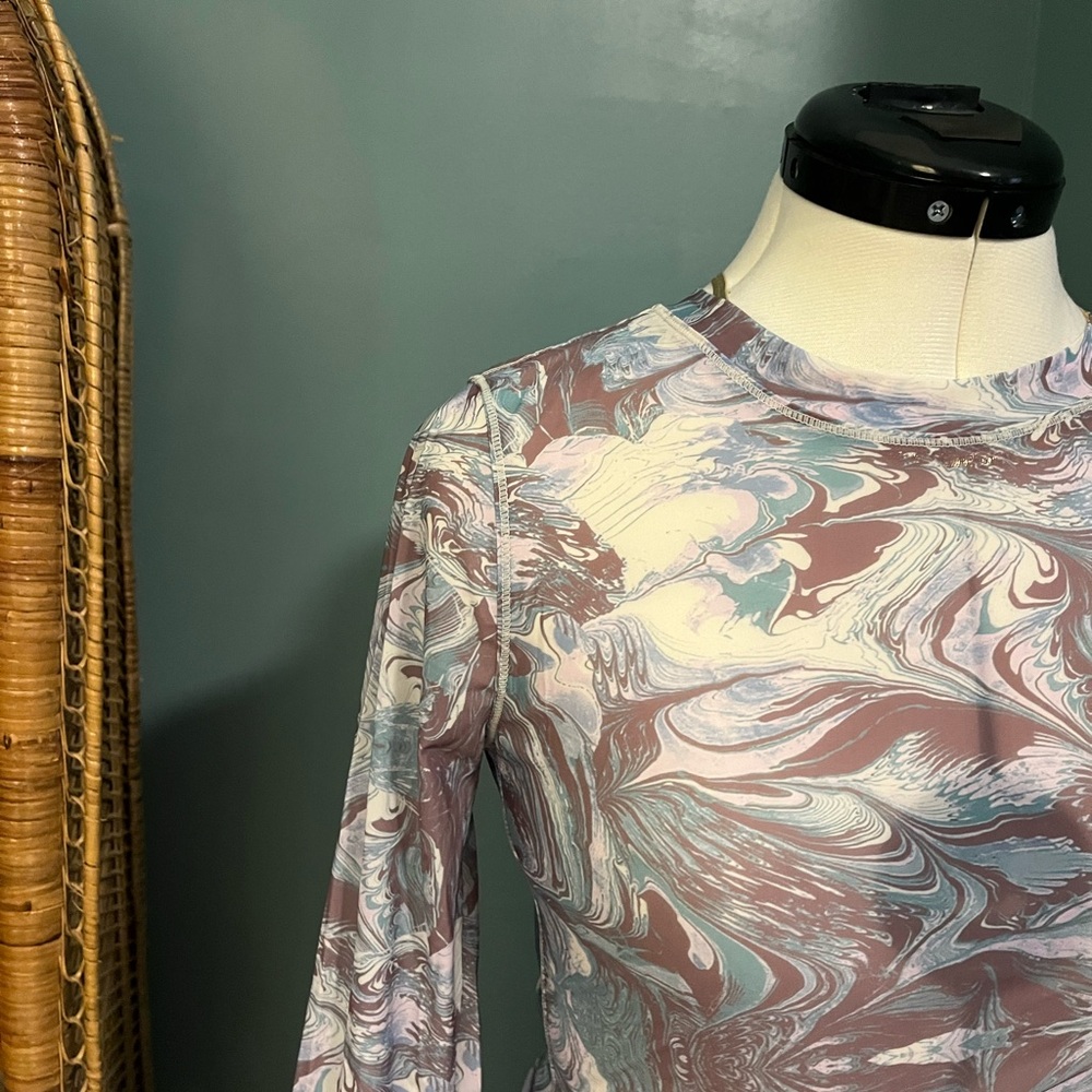 Free People Blue Swrirl Long Sleeve